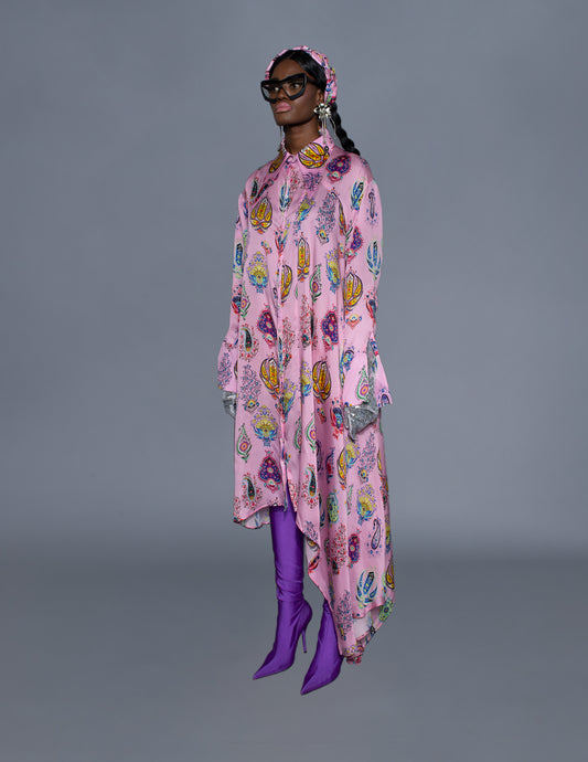 Long Point Collar Shirt Dress