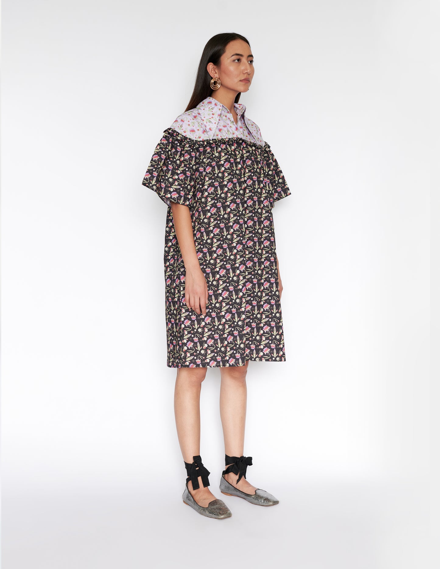 Long Point Collar Shirt Dress