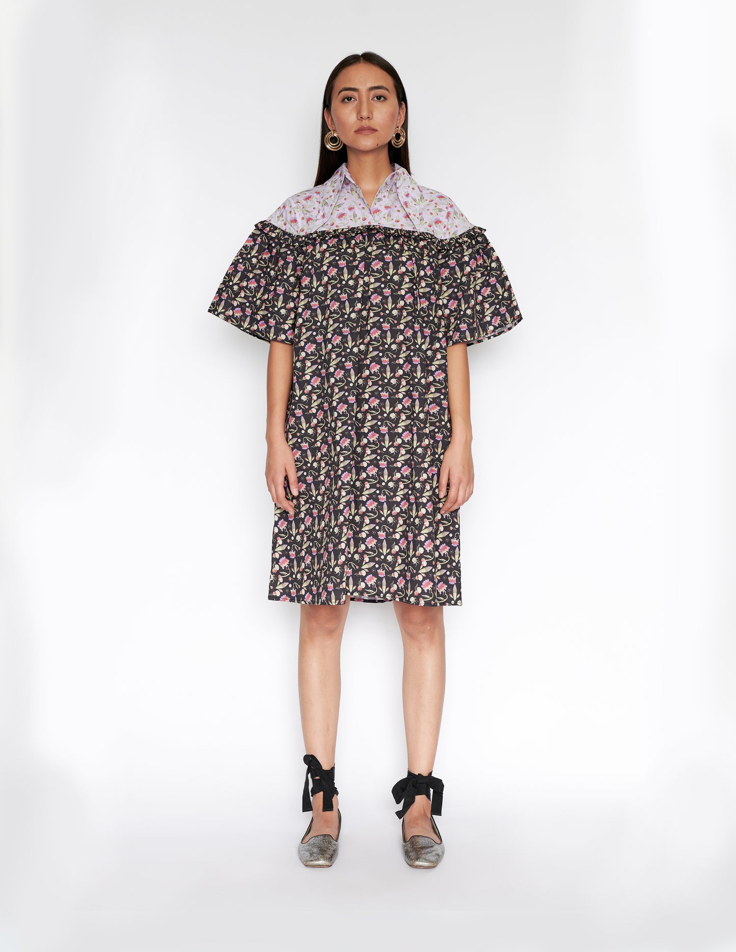 Long Point Collar Shirt Dress