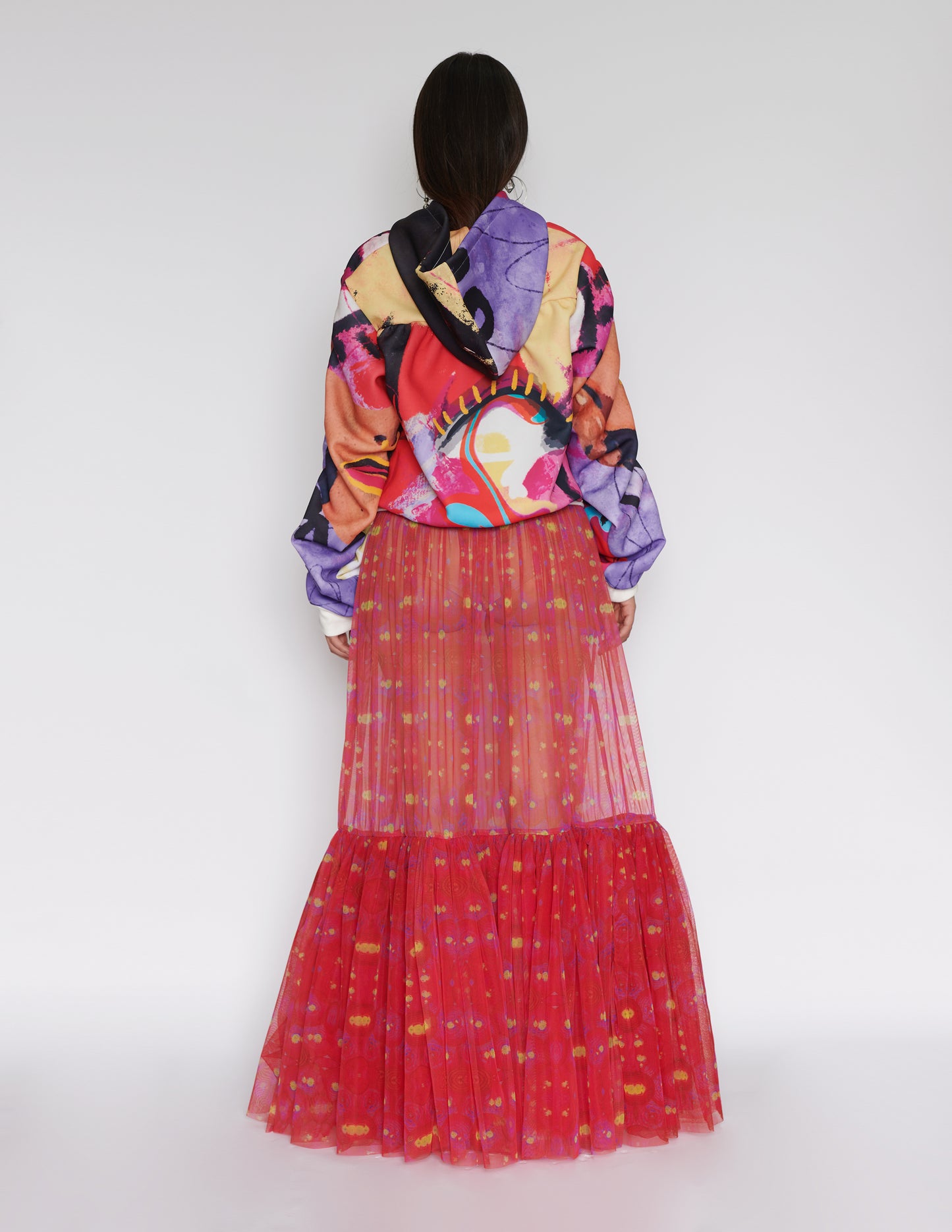 Gathered sleeve hoodie