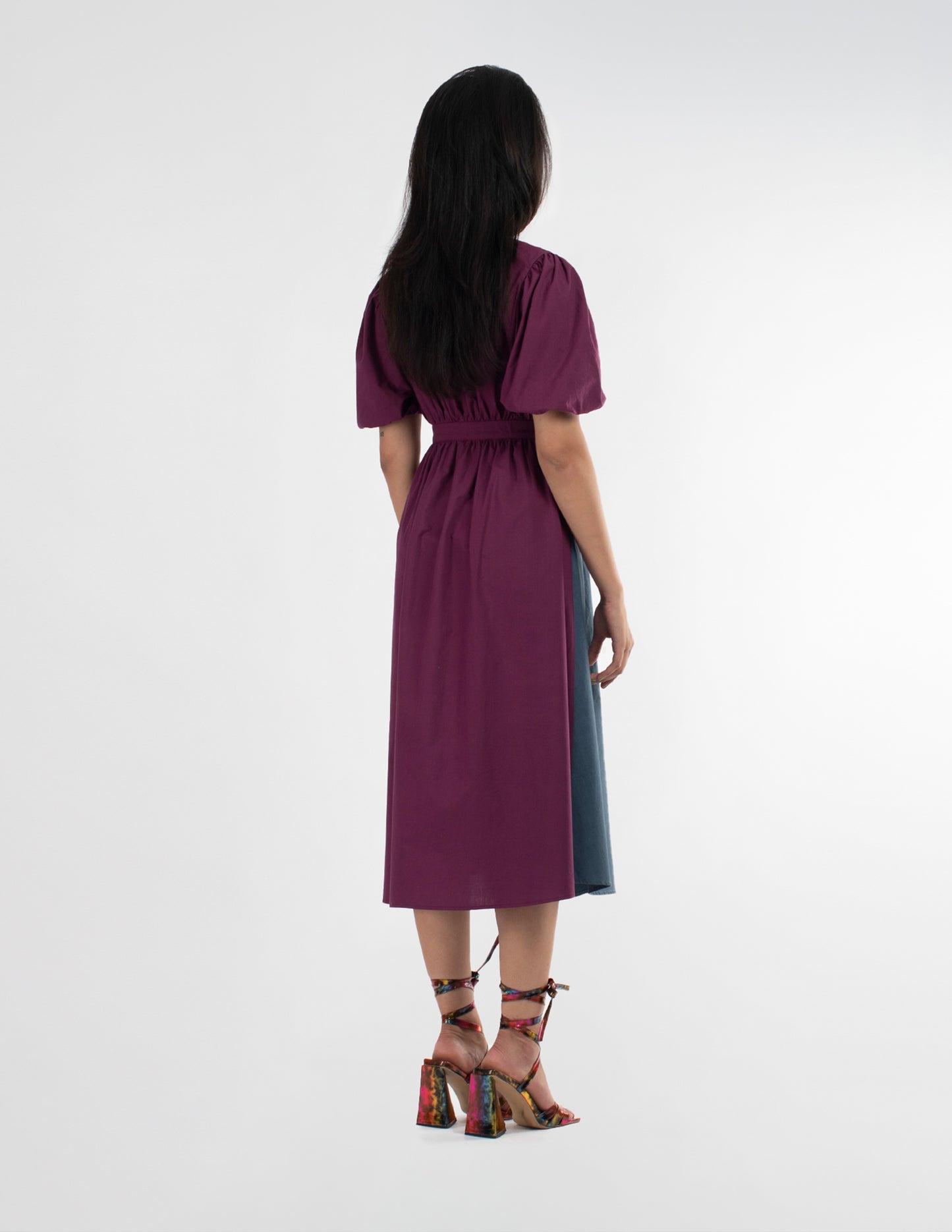 Puff Sleeve Wrap Dress