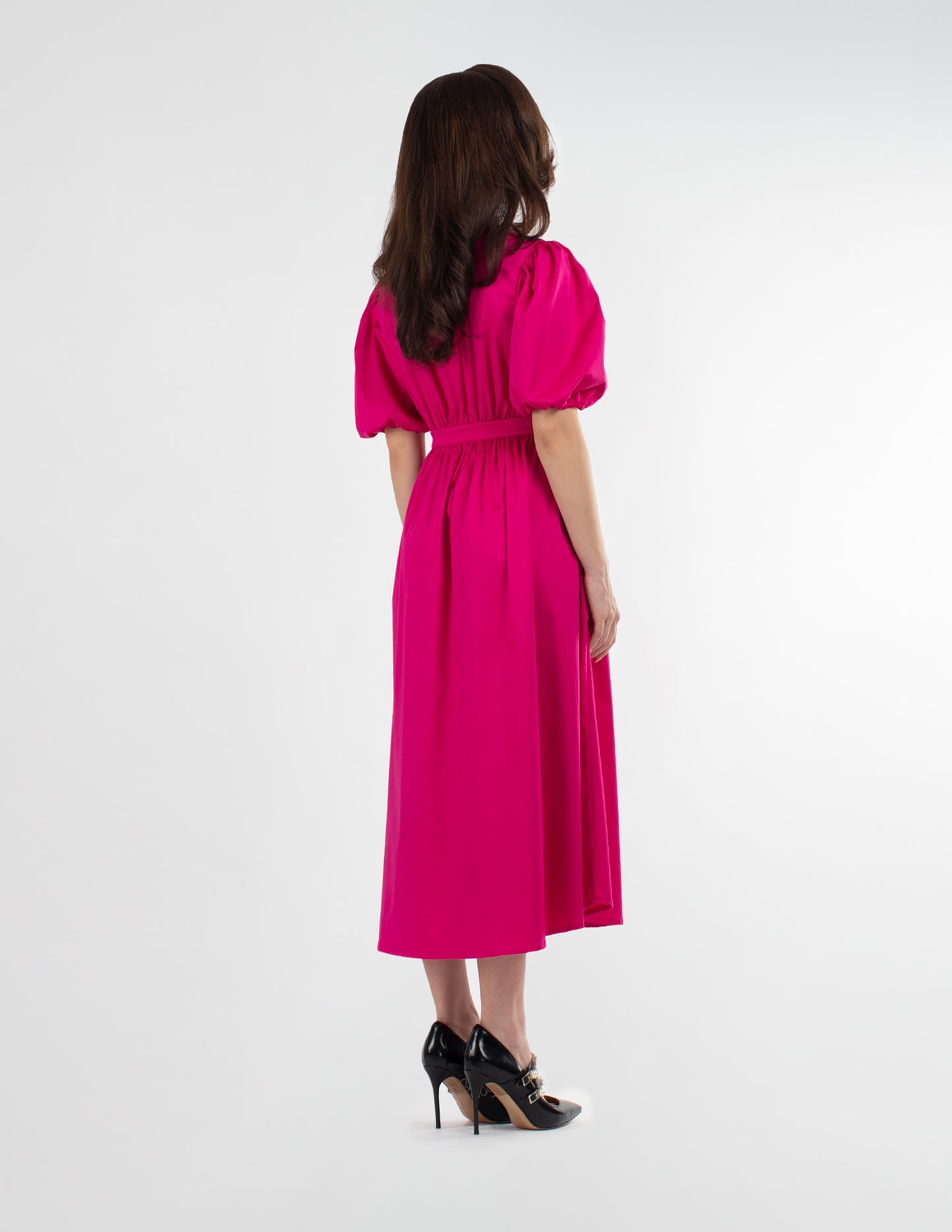 Puff Sleeve Wrap Dress