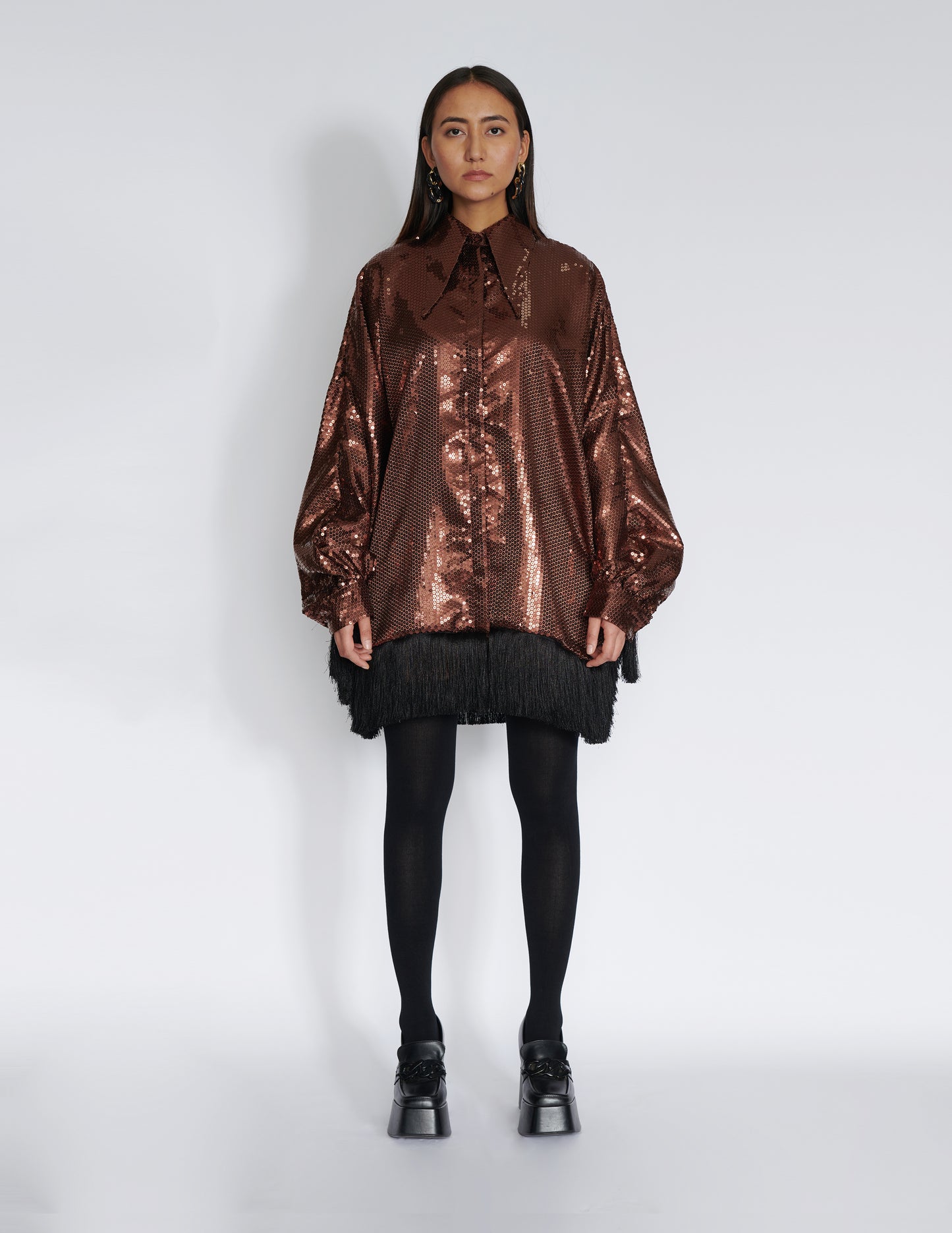 Fringe batwing shirt