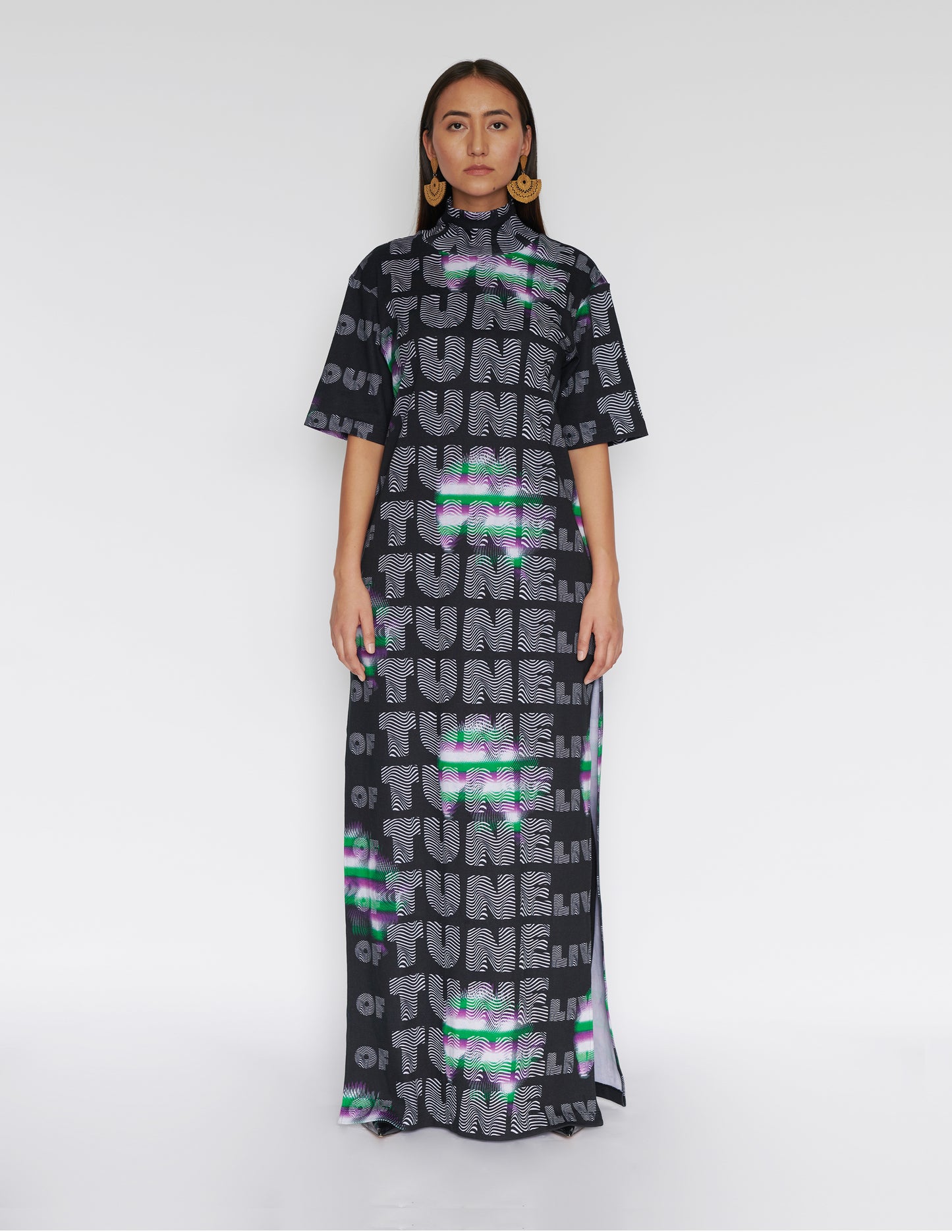 High neck maxi dress