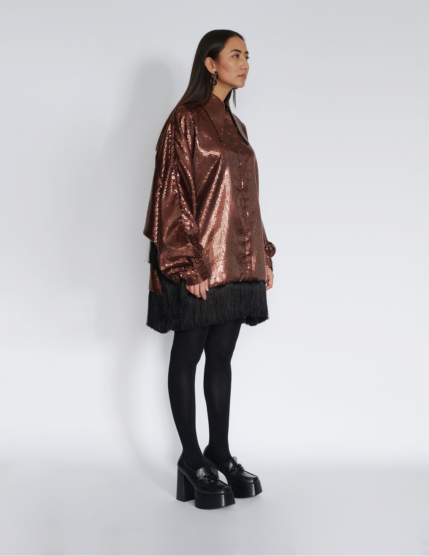 Fringe batwing shirt