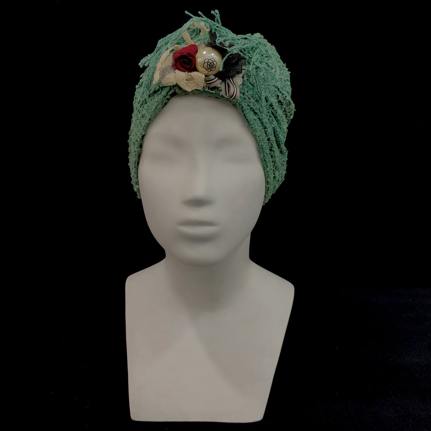 Mint green moss texture turban