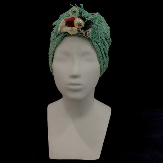 Mint green moss texture turban