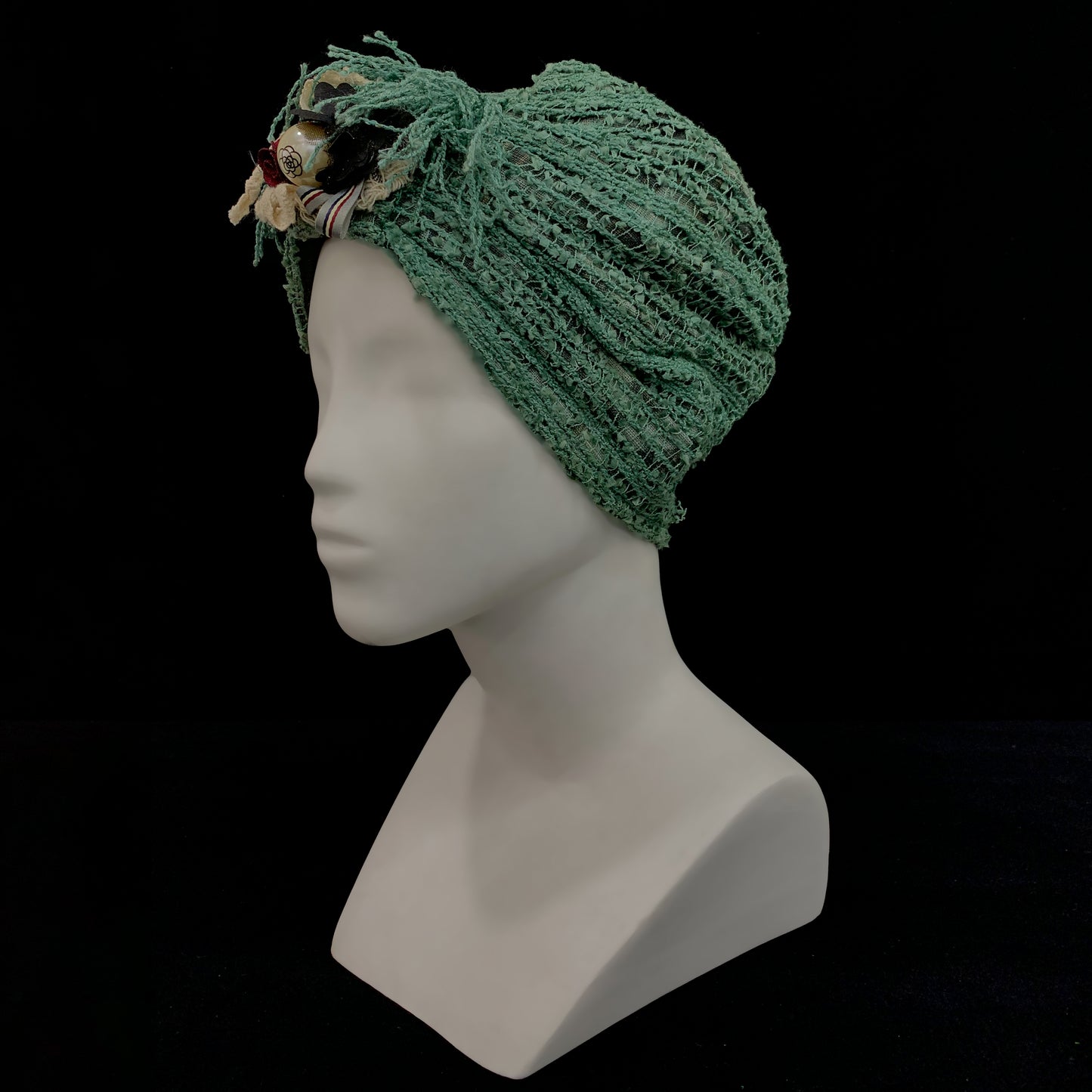 Mint green moss texture turban