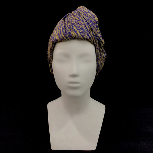 Blue and gold Knot tie headband