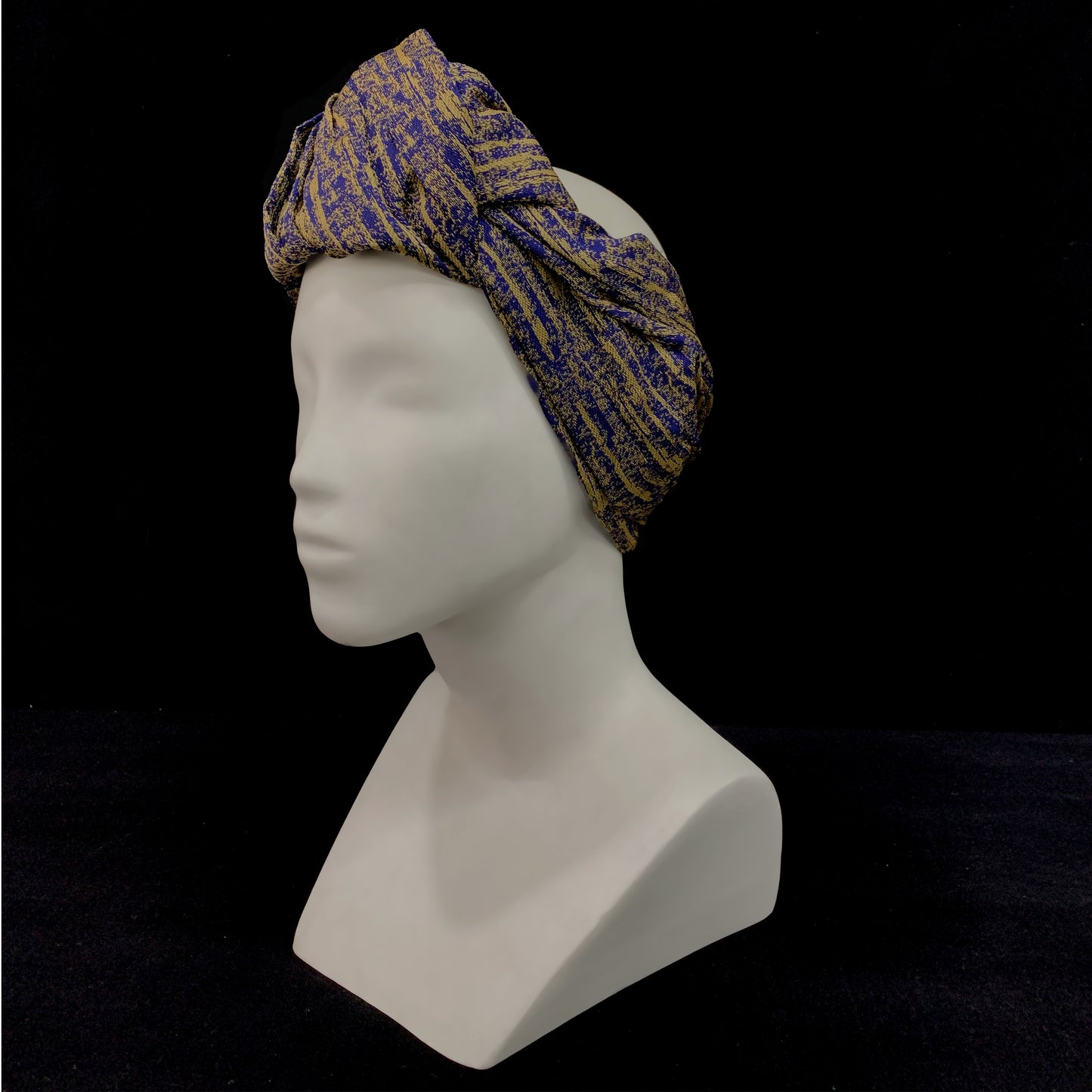 Blue and gold Knot tie headband