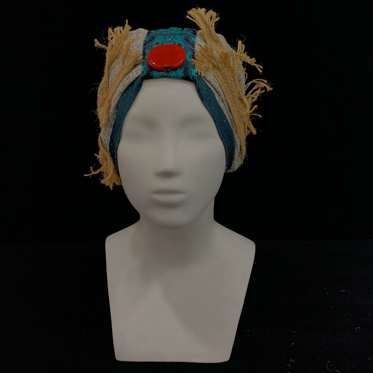 Handwritten letter print with  jute detail ahimsa silk turban