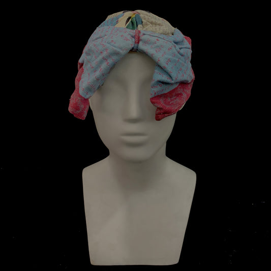 Handwritten letter print with bow ahimsa silk bonnet