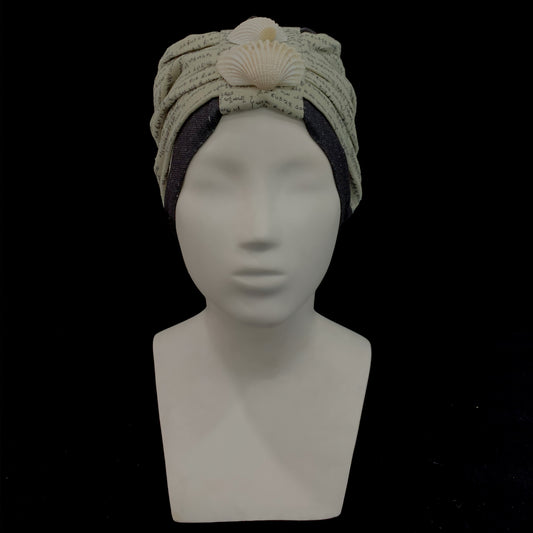 Handwritten letter print shell Ahimsa silk turban