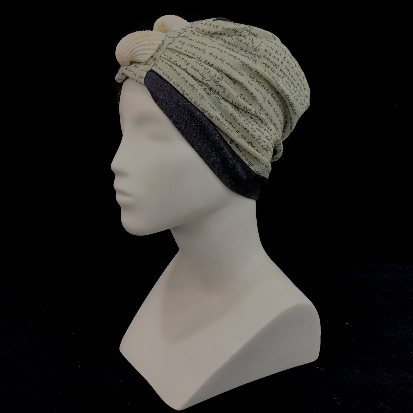 Handwritten letter print shell Ahimsa silk turban