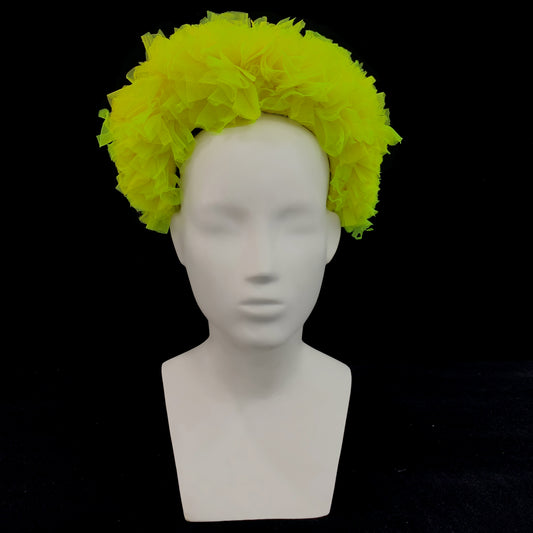 Ruffled net neon green hairband
