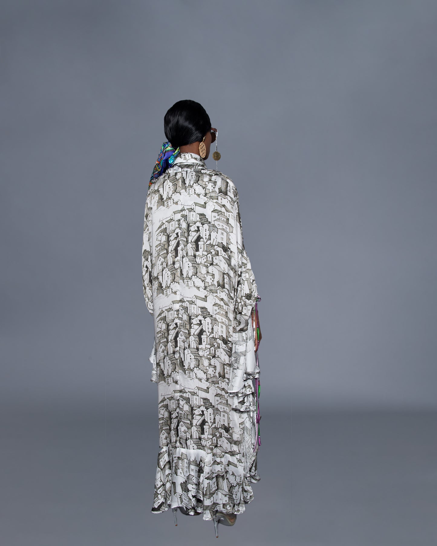 Doodled Ruffled Kaftan