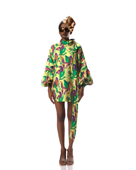 Tie up Collar Kaftan Dress