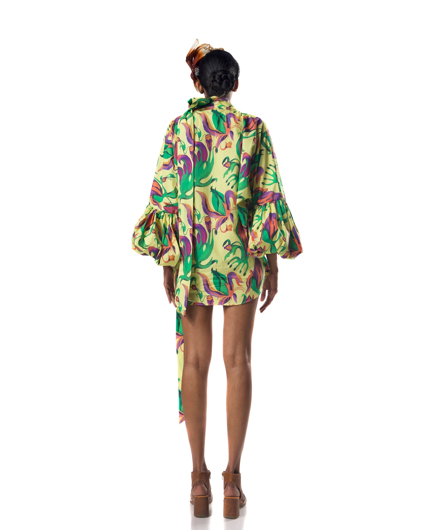 Tie up Collar Kaftan Dress