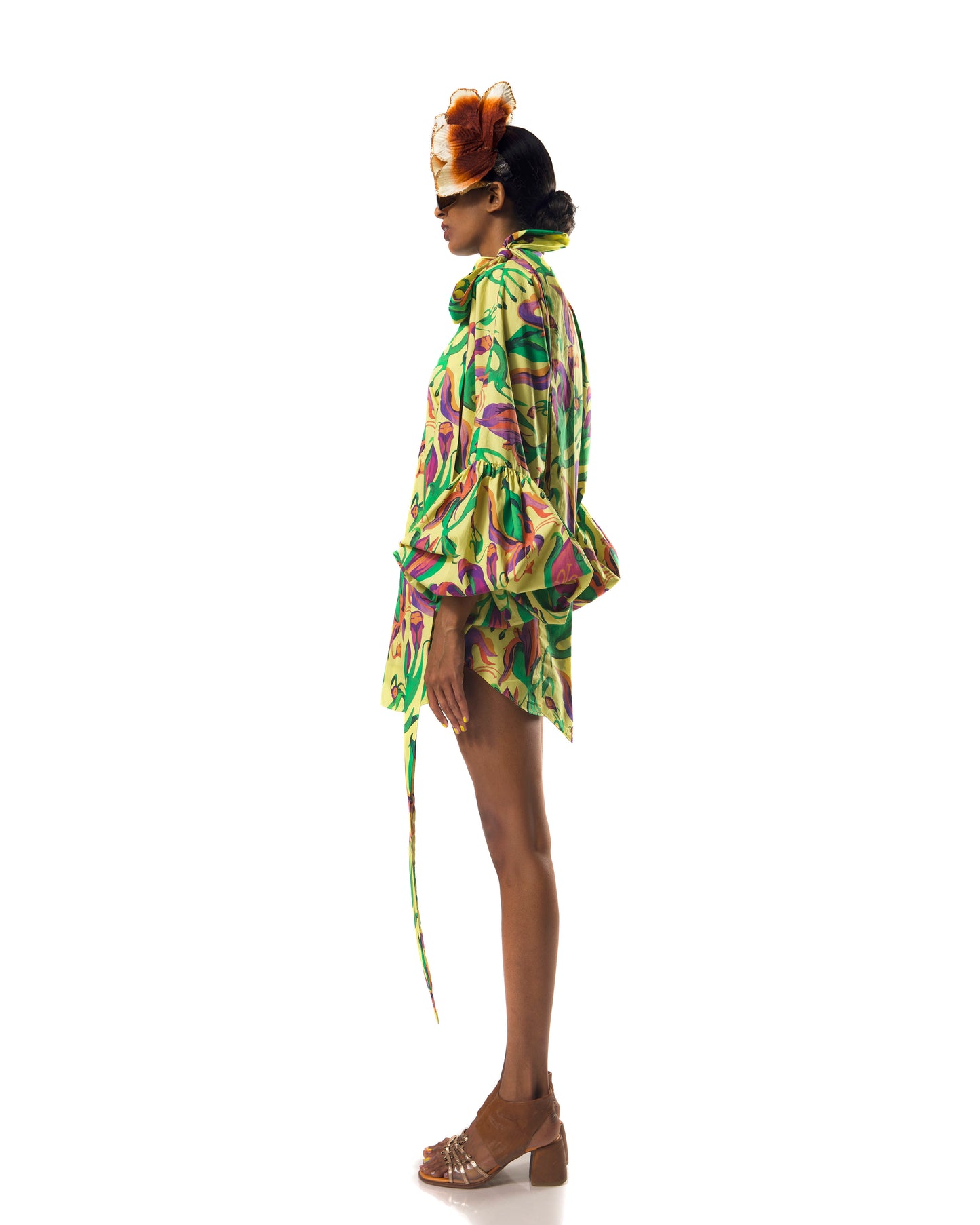 Tie up Collar Kaftan Dress