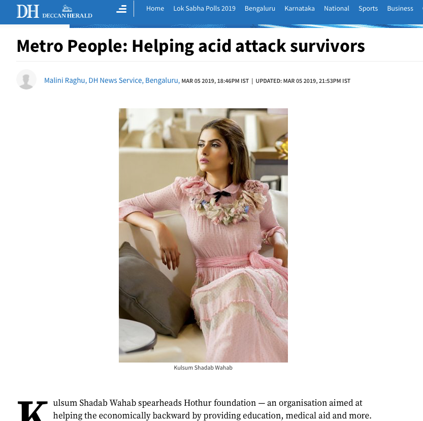 Deccan Herald: Metro People, Helping acid attack survivors