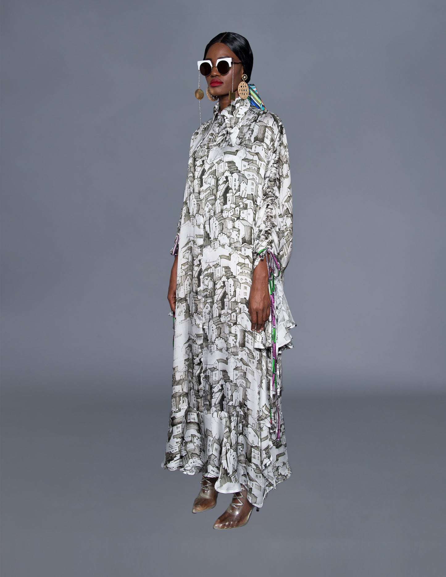 Doodled Ruffled Kaftan