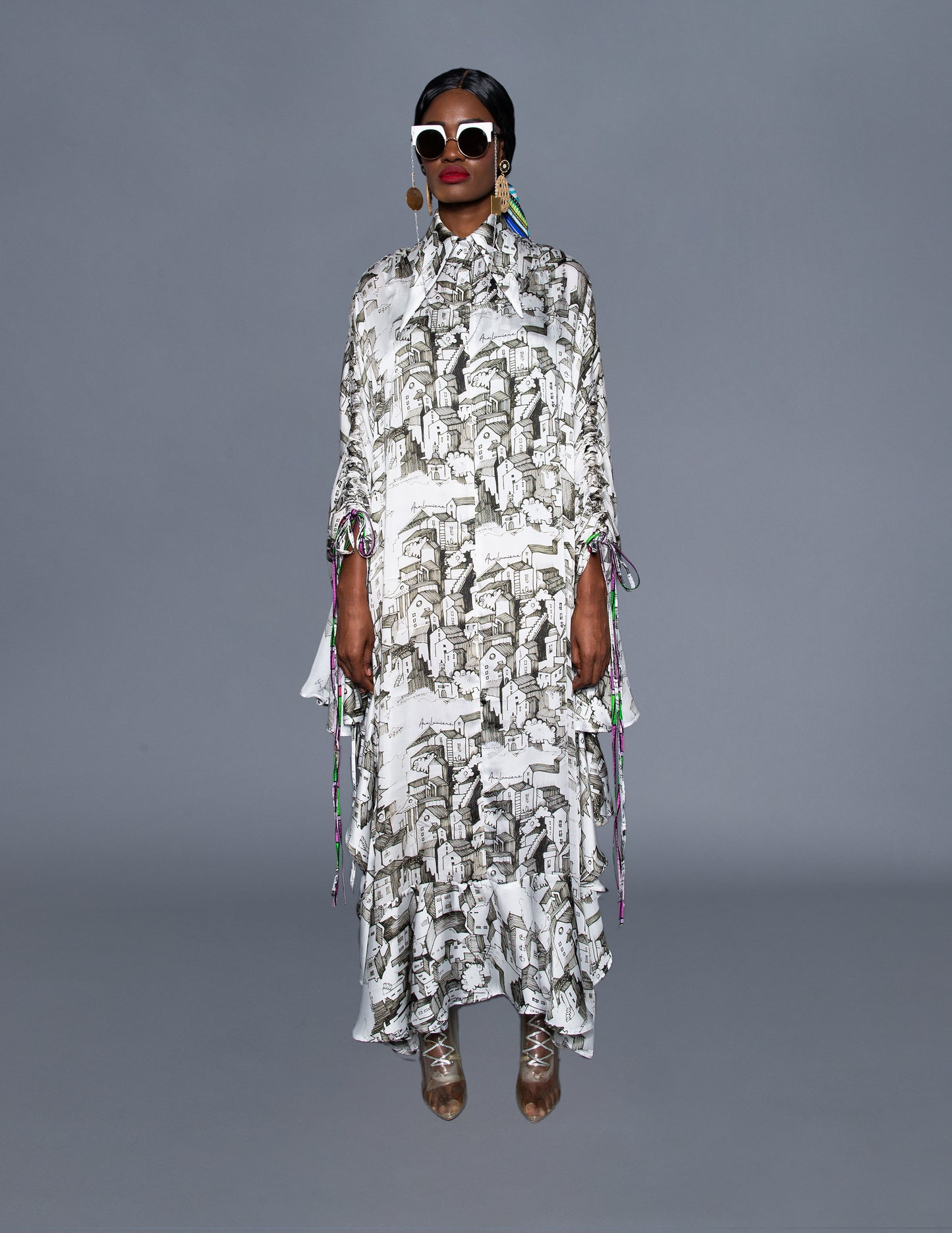 Doodled Ruffled Kaftan