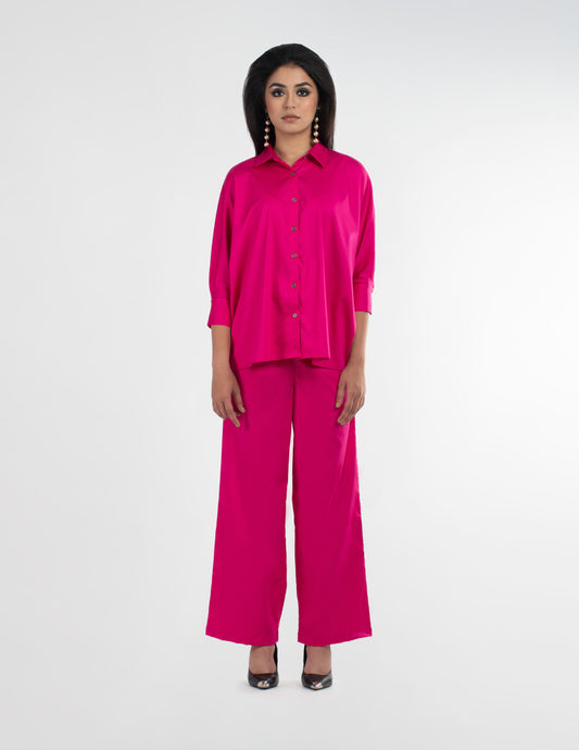 Pink Batwing Sleeve Shirt and Trouser Co ord set