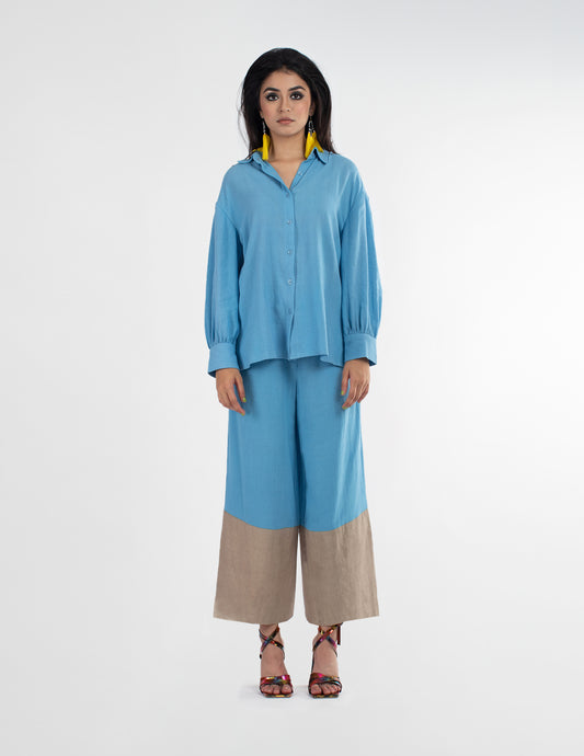 Relaxed shirt and Wide Leg Co-ord Set