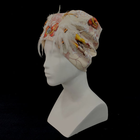 Feathered butterfly turban