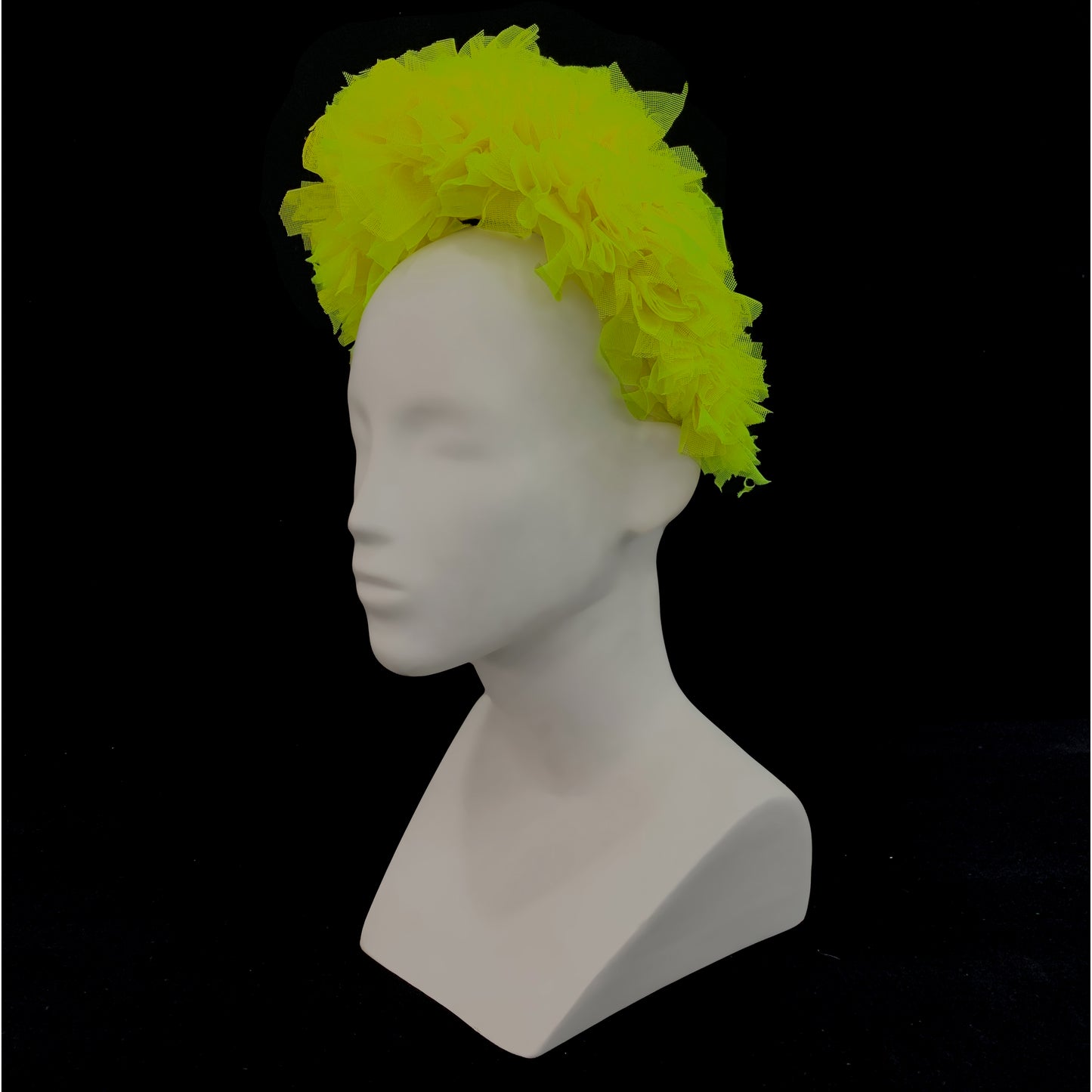 Ruffled net neon green hairband