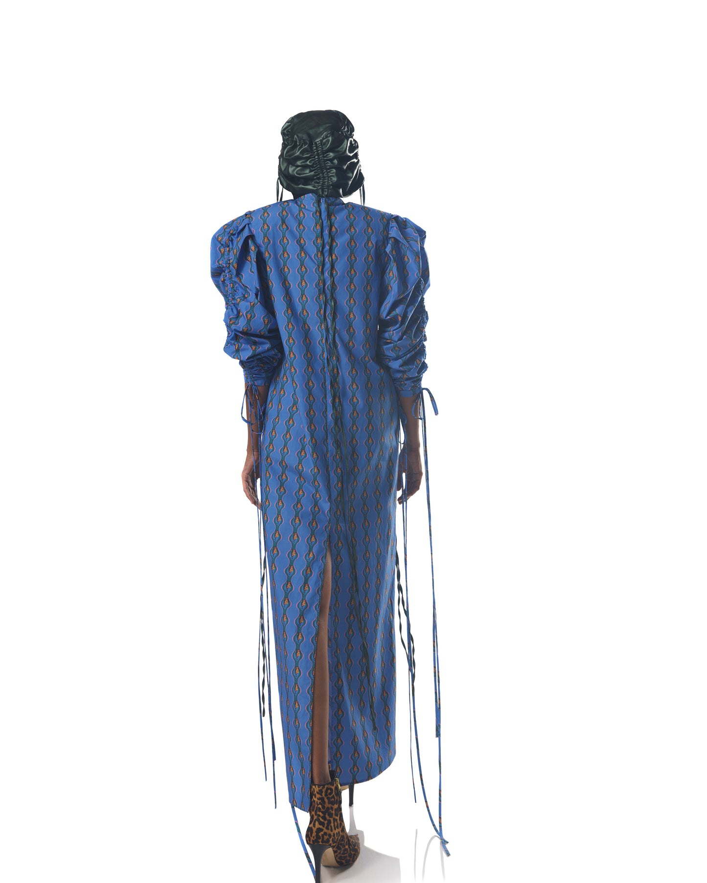 Drawstring Sleeve Maxi Dress